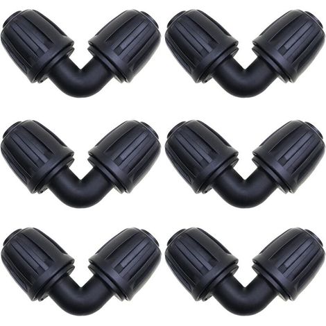 Accessoires d'irrigation,6 Pcs Connecteurs Coudés, Raccord Arrosage 16 mm, Connecteur de Tuyau D'irrigation de Jardin, pour connecteurs d'irrigation de Jardin Tuyau PE (1/4)