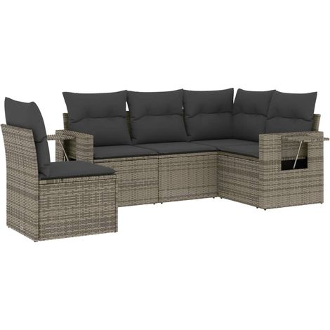 Maison Exclusive - 5-tlg. Garten-Sofagarnitur mit Kissen Grau Pol