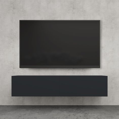 doporro Mobile Porta TV Sospeso 140 cm con 2 Ante Antracite Opaco, Credenza Bassa da Soggiorno Salotto, Madia Consolle per TV Fernsehschrank02