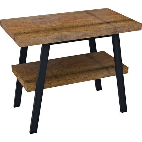 Table lavabo TWIGA 90x72x50 cm, noir mat/Vieux bois (1/2)