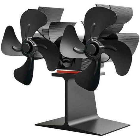 Fireplace fan, double-sided thermo fan for wood stoves, 8-blade reindeer-shaped Christmas fan, black, 20 x 9 x 17 cm--DTEKGAZ