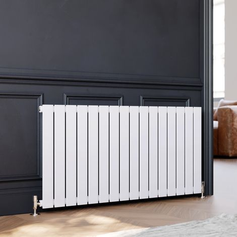 ELEGANT Designer Horizontal Radiator Flat Panel 600 x 1216 mm White Single Heater (1/5)