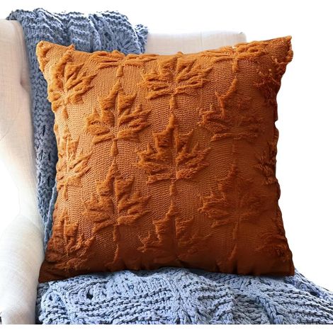 CCYKXAHousses pour coussin d'automne Décoration maison Thanksgiving amovible Housses De Coussin En Peluche Feuilles D'Érable Automnales Lavable (1/5)