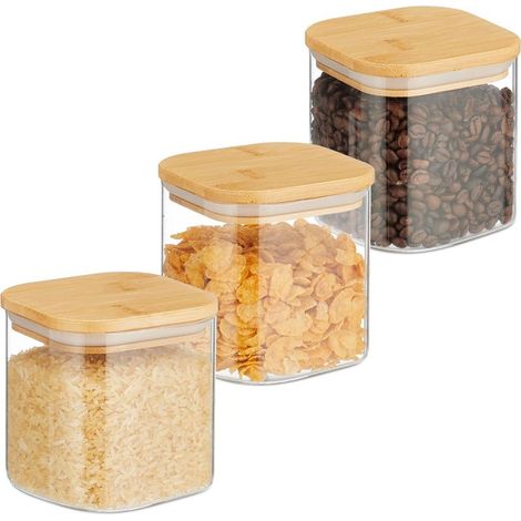 Lot de 3 bocaux de conservation avec couvercles 600 ml (1/5)