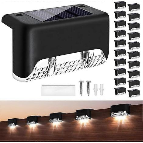 Lot de 5 lampes solaires LED d'extérieur étanches pour terrasse, jardin, escaliers, clôture ( ) (1/3)