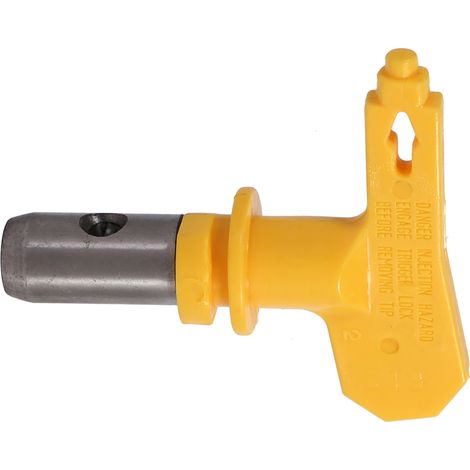 Boquilla reversible para pistola pulverizadora de pintura sin aire de tungsteno, modelo 519, 1,9" x 2,25", color amarillo. (1/5)