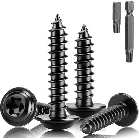 Confezione da 100 viti a testa piatta – acciaio inox – M3 x 16 mm – viti per legno Torx A2 V2A – nere – viti autofilettanti con rondella – per pannelli acustici, veicoli, cantieri edili (1/5)