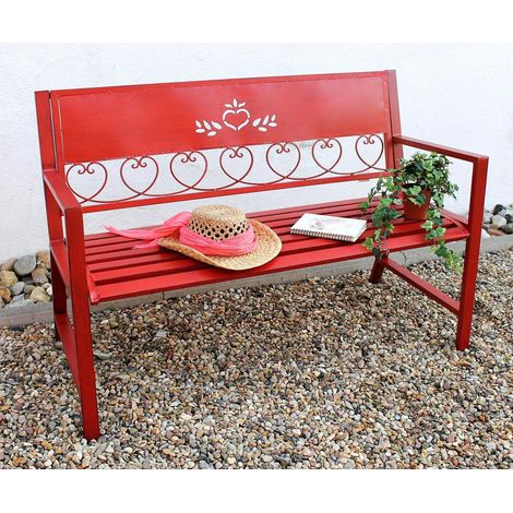 DanDiBo Gartenbank Metall Wetterfest Rot 120 cm 2 Sitzer Sitzbank Passion 121495 Eisen Blumenbank Garten