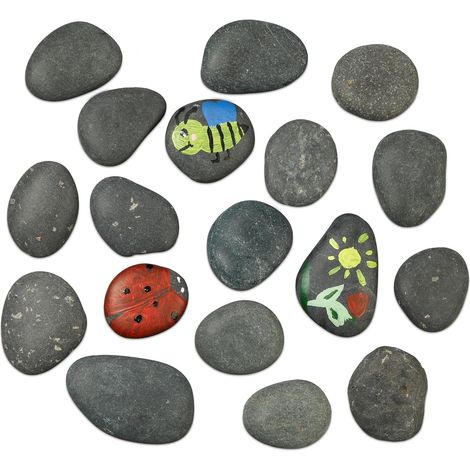 Lot 2 kg Pierres décoratives, Surface plate, Taille 5-9 cm, Gris foncé, Pour Jardin et Loisirs créatifs