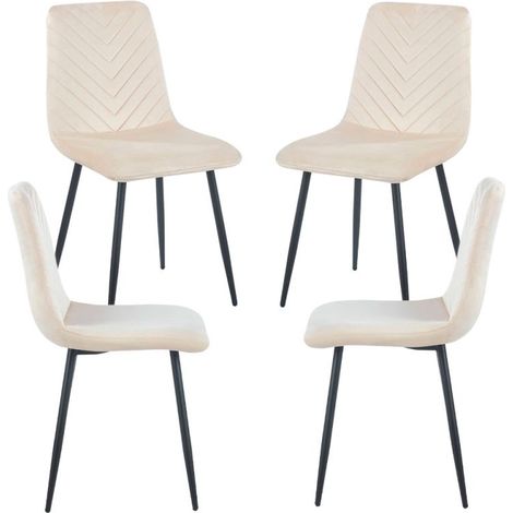 Packs Sillas Comedor - Pack 4 Sillas Kisa Black Terciopelo - Beige (1/5)
