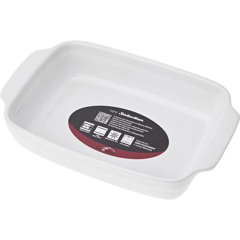 CREALYS 512726 - Teglia Rettangolare con Manici in Ceramica, 25 x 15 x 5 cm, Colore Bianco (1/4)
