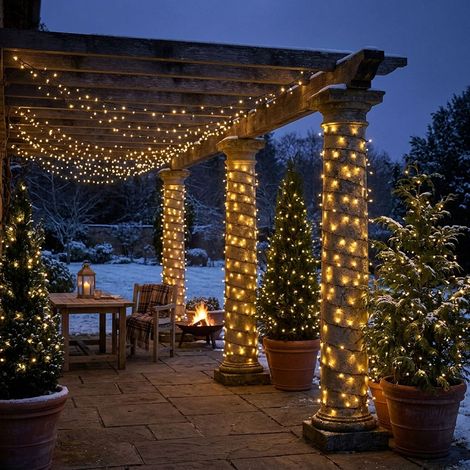 Guirlande lumineuse LED Décoration de Noël Chaîne lumineuse Arbre de Noël extérieur noir ambre Lampe de jardin Décoration de balcon, plastique, 800x 0,06W, L 1600 cm (1/5)