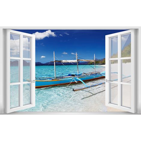 Affiche fenêtre Pirogue Plage Pattaya -Thailande- 60x40cm - made in France (1/5)