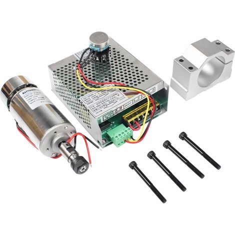 Kits de moteurs de broche CNC Kit de moteur de broche refroidi par Air CNC, 12000 tr/min, 12-48V DC, 300W, ER11, 400W, ER16, haute vitesse, avec alimentation électrique for Machine à graver(300W ER11) (1/5)