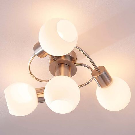 [NEUWERTIG] B-Ware Lindby Deckenlampe Ciala LED Deckenleuchte 4-flammig dimmbar nickel Ø43cm weiß (1/2)