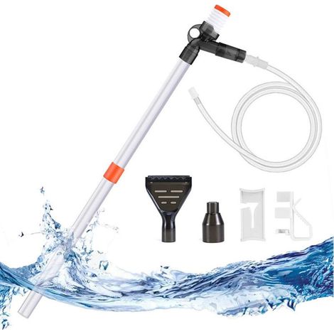 Nettoyeur Gravier - Siphon Aquarium pour Changement d'Eau et Nettoyage du Sable - 2 Tubes d'Entrée de 40 cm - Fonction 5 en 1 (1/4)