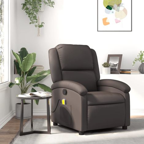 Massagesessel Relaxsessel Dunkelbraun Echtleder
