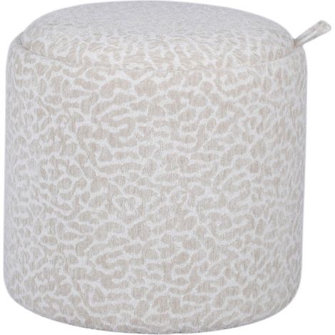Pouf avec rangement imprimé léopard convertible en table d'appoint ø40cm - Beige - Zoe