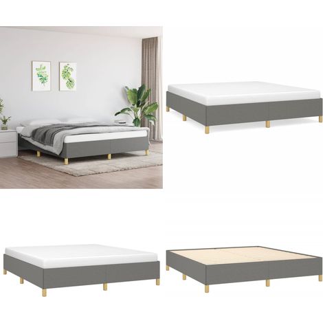 Cadre de lit sans matelas gris foncé 180x200 cm tissu - Cadre De Lit - Lit Double - Literie - Meuble Chambre - Chambre Adulte - Home & Living (1/5)