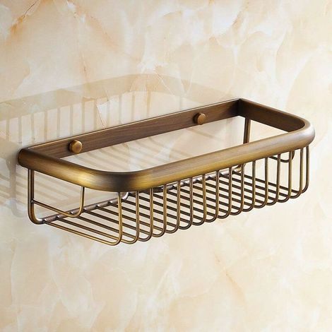 Bathroom Shower Shelf Basket 30cm Brass Shower Organizer Antique Brass Wall Mounted (1/5)