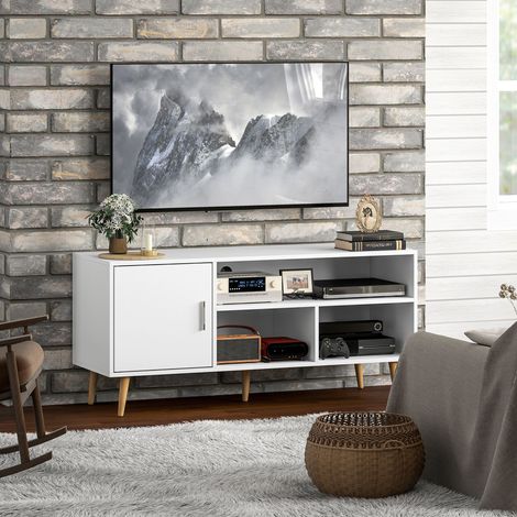 Meuble TV pour téléviseurs jusqu'à 60 pouces (120 x 40 x 55 cm) Blanc (1/5)