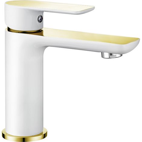 Mexen Alfa robinet de lavabo, Blanc/Or - 745700-25 (1/2)