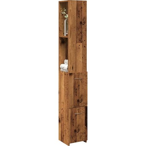 Badezimmerschrank Altholz-Optik 25x25x170 cm Holzwerkstoff
