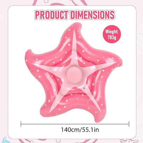 Matelas Piscine Rose Gonflable, Étoile de Mer 140×140cm, Matelas Gonflable Piscine Adulte, Bouée Gonflable Piscine, Transat Piscine Gonflable, Fauteuil Flottant pour Piscine et Plage (1/5)