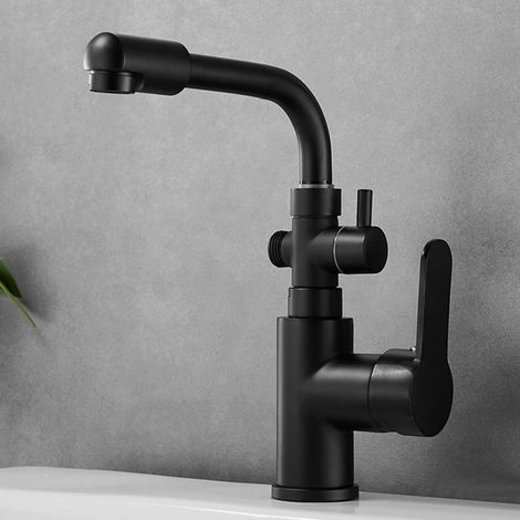 Robinet pour vasque - G1/2 - noir - monotrou - double sortie (1/5)