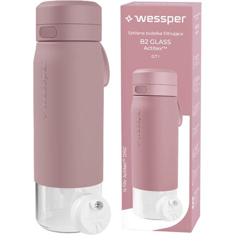 Botella de vidrio Wessper con filtro WES270-700-PK Rosa 700 ml (1/5)
