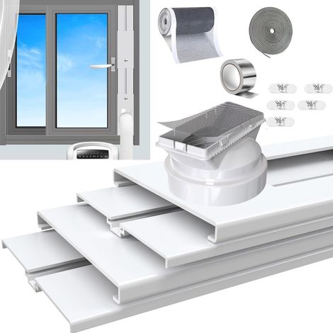 Dichtungsset für tragbare Klimaanlagen 160 cm – 4 verstellbare Paneele, universelle 13/15-cm-Halterung, Siebfilter, Wärme-/Schalldämmung, Wärmeabfuhr, abnehmbar, für Schiebetüren/Fenster (1/5)