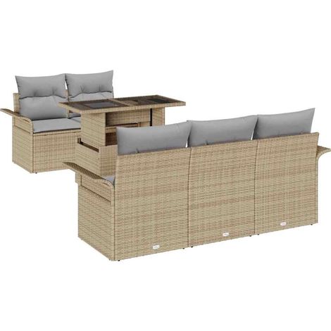 Maison Exclusive - Set Divano da Giardino 6 pcs Beige Rattan in Polipropilene
