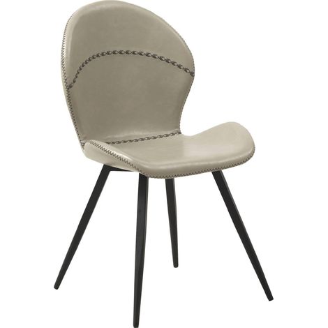 x4 chaises design beige en tissu effet cuir pieds métal noir - beige effet cuir pieds noirs (1/5)