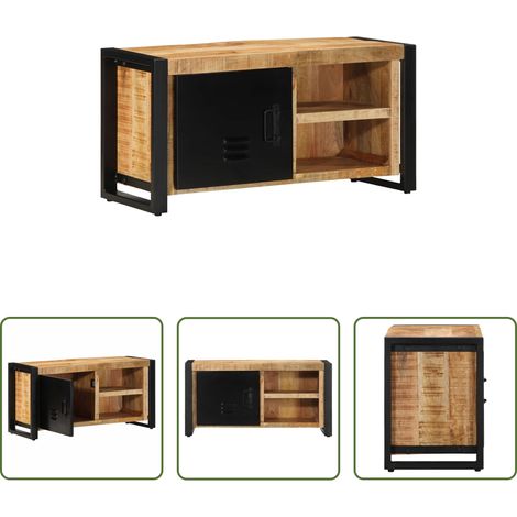 Meuble tv avec rangement - Meuble TV 80x30x40 cm bois massif de manguier brut (1/5)