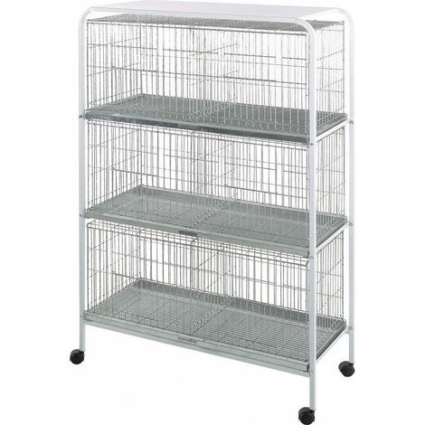 Scaffale a tre livelli per la gabbia da esposizione per piccioni e uccelli con vassoio, 3 ripiani, 108x45x175 cm
