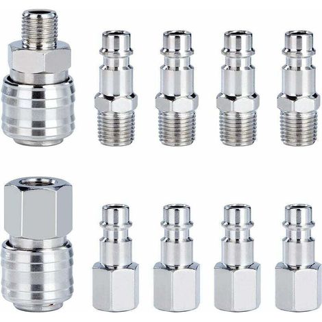1/4" BSP Kompressor Quick Connect Air Pneumatische Koppler Schlauch Armaturen Kit Männlich Weiblich Stecker 10 Pcs (1/4)