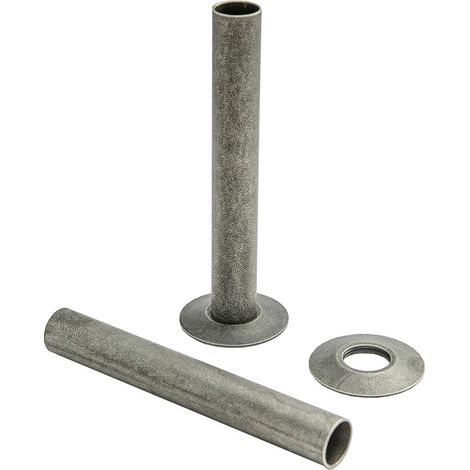 15mm Radiator Pipes & Collars Plumbing Tubes Brass Pewter 180mm
