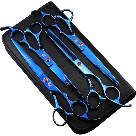 Ensemble de ciseaux de toilettage professionnels pour chiens, ciseaux incurvés en acier inoxydable de 20 cm de long pour chiens, chats et chevaux, peigne inclus (1/5)