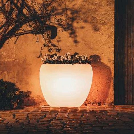 Vaso luminoso lampada giardino da esterno 57x31 H 80 mod. Heart Led Luce Bianca