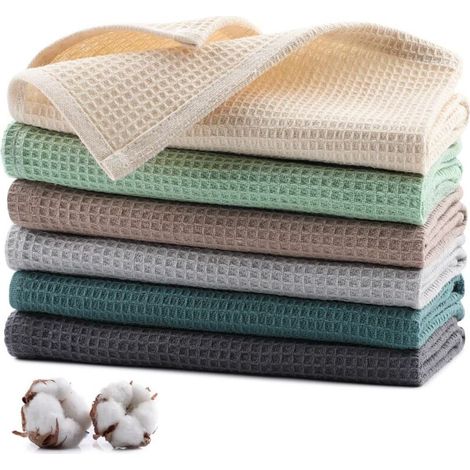 torchons de cuisine 100 coton lot de 6 35 x 35 cm ultra doux et tres absorbants pour essuyer la vaisselle multicolore