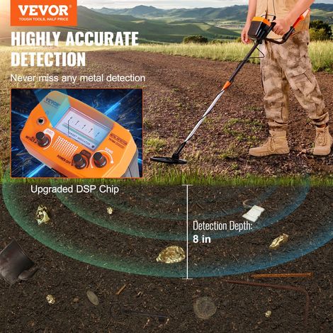 Détecteur de Métaux pour Adultes Enfants 20,4 cm Détecteur de Métaux Professionnel Réglable Bobine Étanche IP68 Écran LCD Puce DSP Avancée Léger pour Recherche Pièces d'Or et Chasse aux Trésors (1/5)