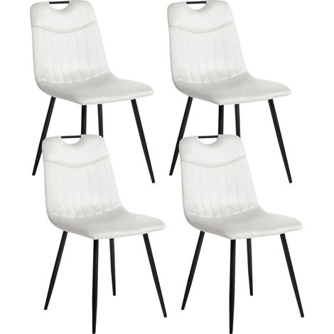 Set of 4 Dining Chairs ARGYLE Velvet Off-White