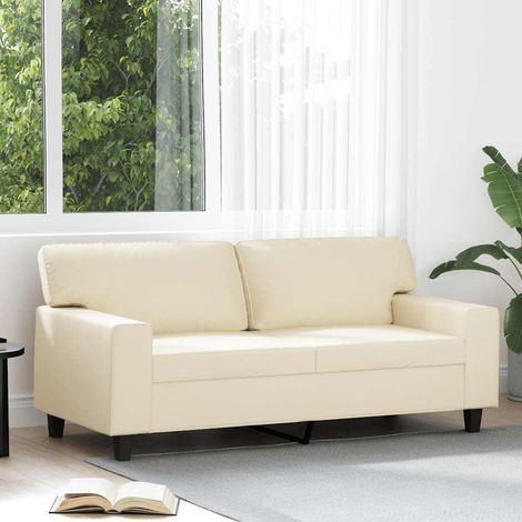 Canapé-Sofa à 2 places Crème 140 cm Similicuir 694953 (1/5)