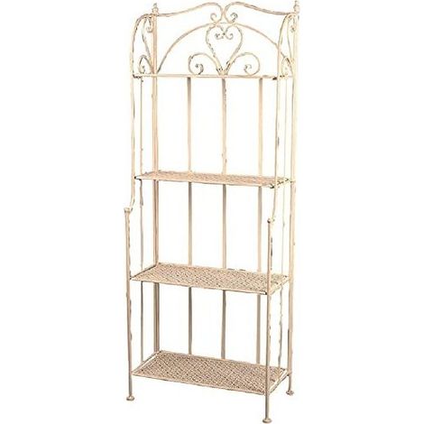 Vigor 9618370 Scaffale in Ferro Battuto 4 Piani 62x31x155 cm colore Bianco