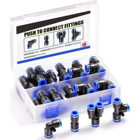 40 pezzi di connettori a innesto rapido da 6 mm di diametro esterno per kit di montaggio, 10 linee rette, 10 gomiti, 10 raccordi a T, 10 separatori -Crezuo