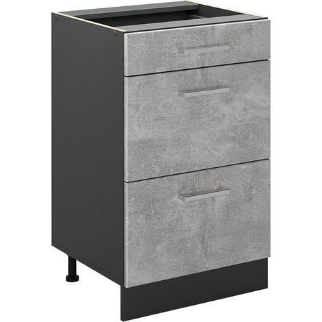 Mobiletto base per cucina R-Line, Calcestruzzo/Antracite, 50 cm senza piano di lavoro, Vicco (1/5)