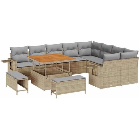 Maison Exclusive - Set Divano da Giardino 12 pcs Beige polyrattan
