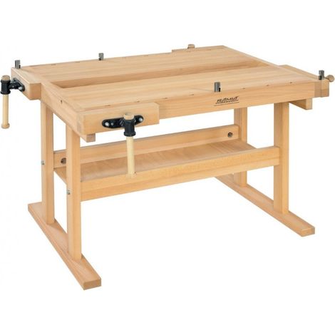 Ramia - Etabli de bois Professionnel 2 personnes (hêtre massif) 1540x1140x850 mm - GOAL