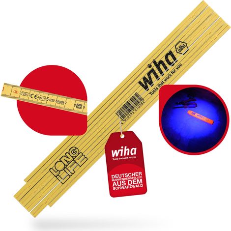 Wiha Gliedermaßstab Longlife® 2 m metrisch, 10 Glieder (27058) gelb