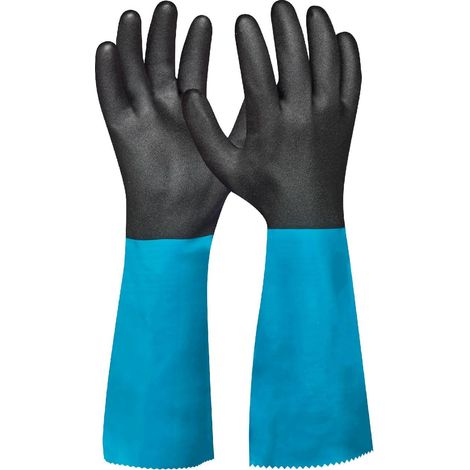 Gebol Grip Tech Plus  1 paio  Taglia L (Gr 9)  Guanti lunghi in gomma in nitrile, PVC e maglia di nylon interno contro sostanze chimiche, acidi, olio e grasso, impermeabili, a prova di mano, da (1/4)